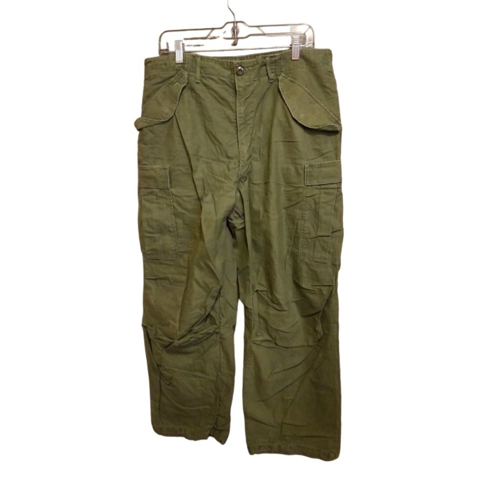 Solid Green Cargo Pants Size Waist 34 Trousers Outdoors Serval Zipper Military